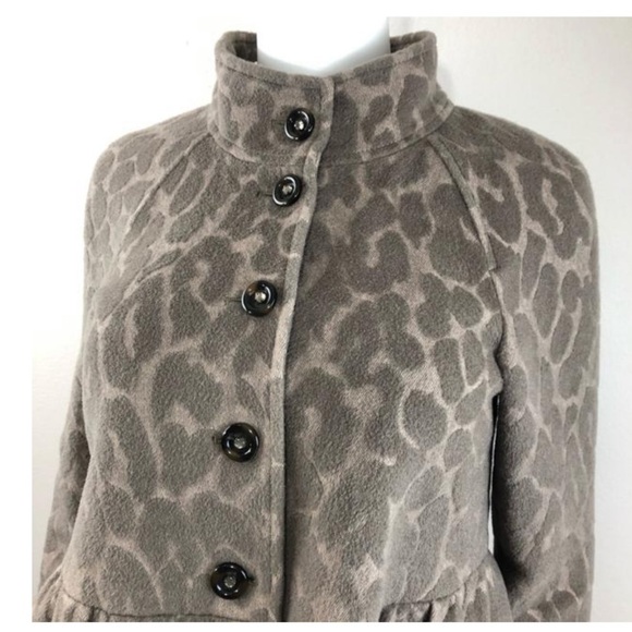 Rebecca Taylor Leopard Print Textured Peplum Coat - Picture 3 of 8